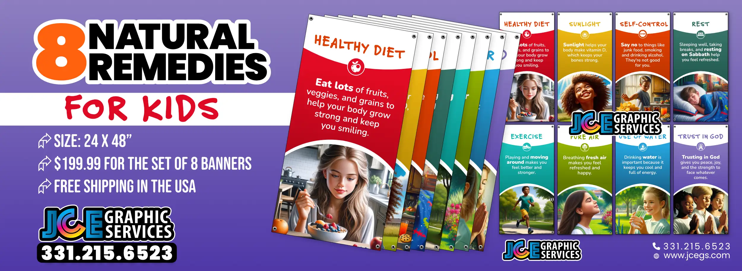 8 Natural Remedies Banner Set for Kids