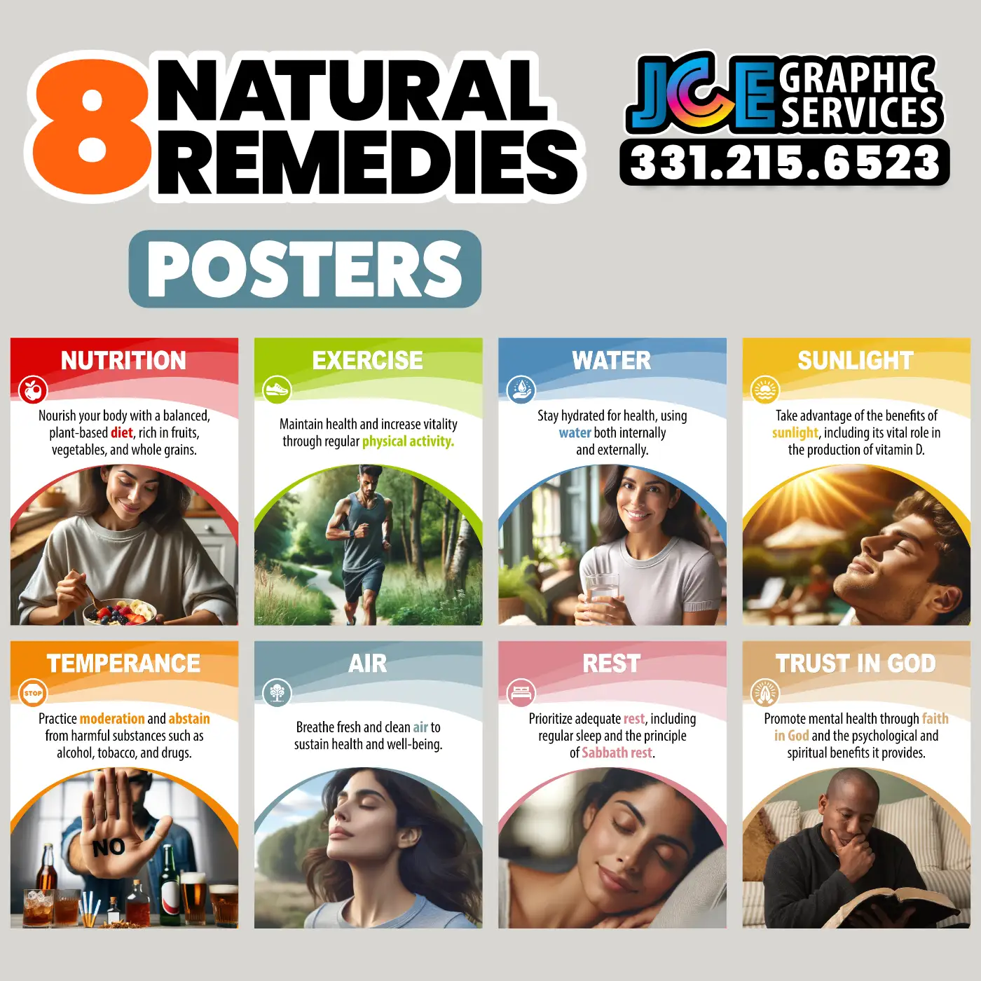 8 Natural Remedies Poster Set