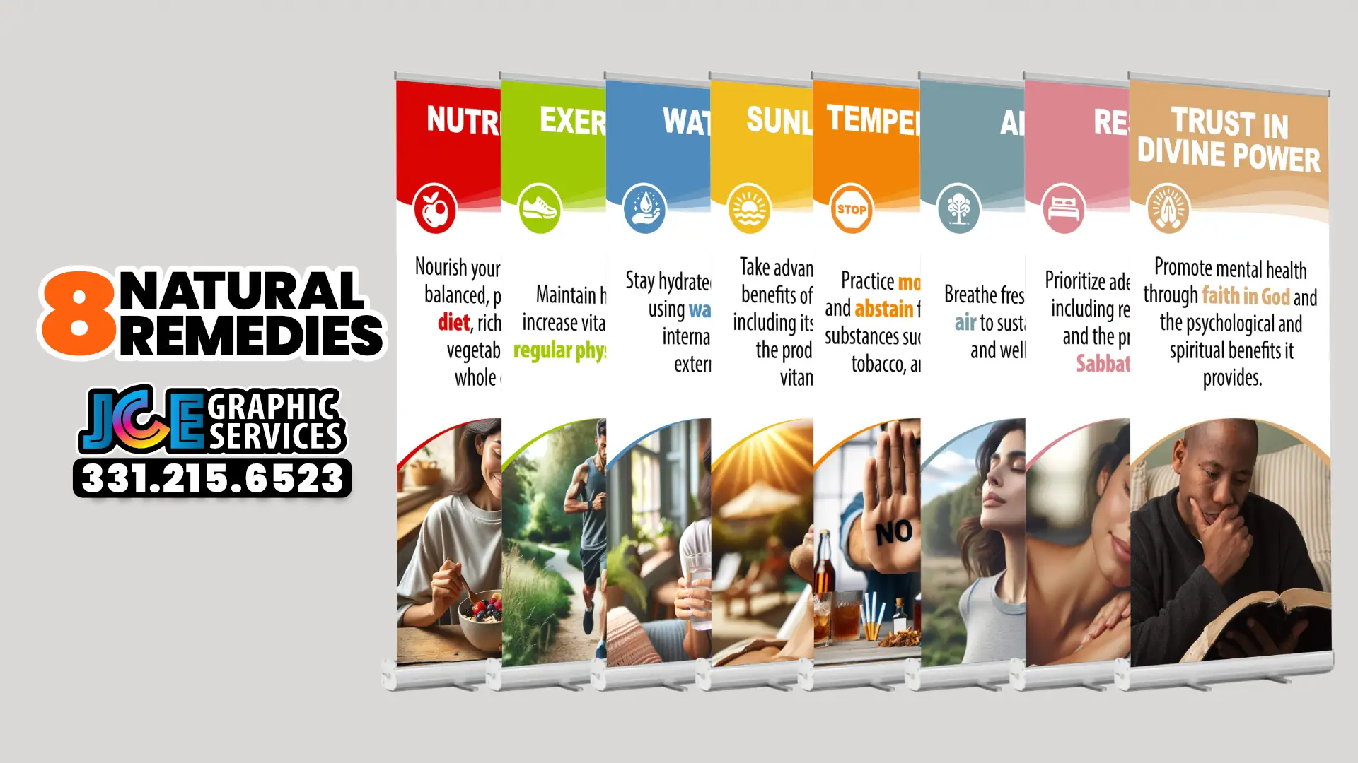 Retractable 8 Natural Remedies banner set
