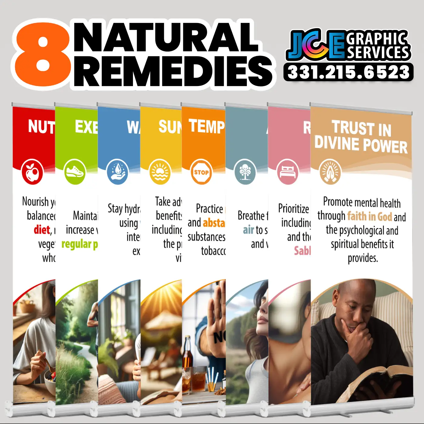 8 Natural Remedies Retractable Banner Set