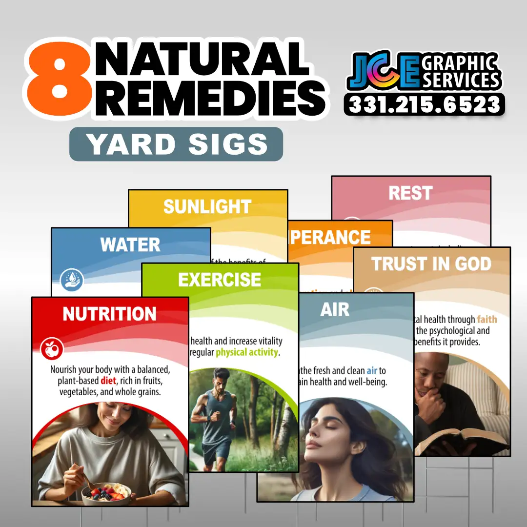 8 Natural Remedies Yard Sign Set