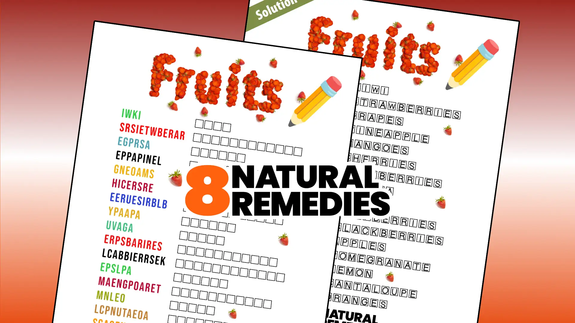 Fruits Word Scramble Puzzle