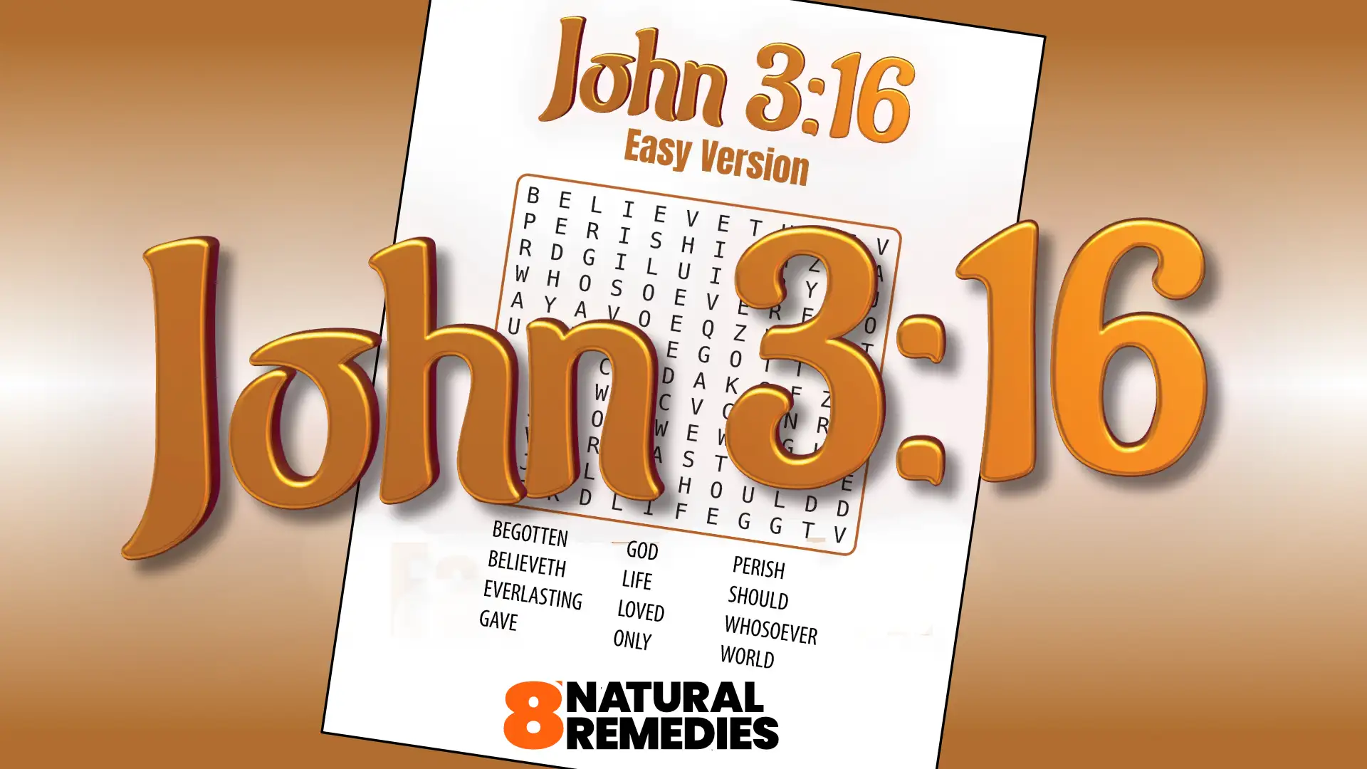 John 3:16 word search puzzle - Easy