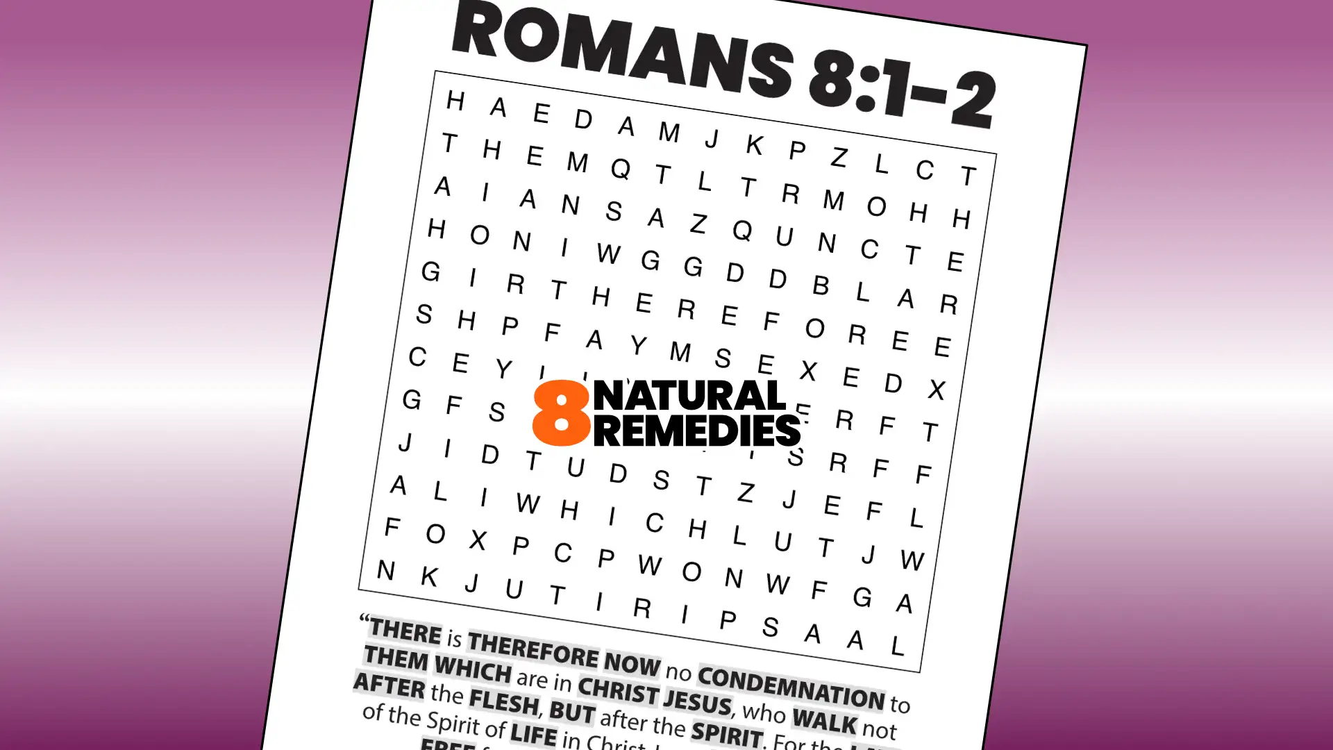 Romans 8:1 Word Search Puzzle
